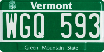 VT license plate WGQ593