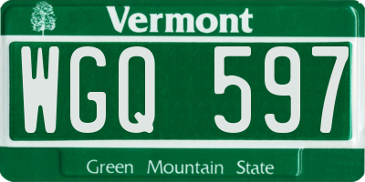 VT license plate WGQ597