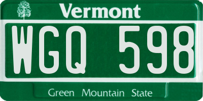 VT license plate WGQ598
