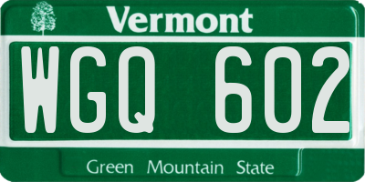 VT license plate WGQ602