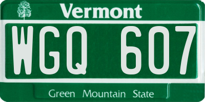 VT license plate WGQ607