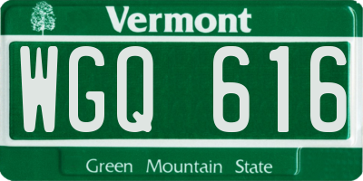 VT license plate WGQ616