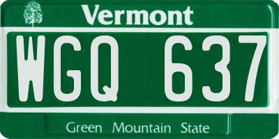 VT license plate WGQ637