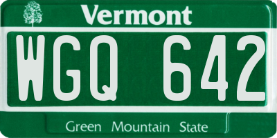 VT license plate WGQ642