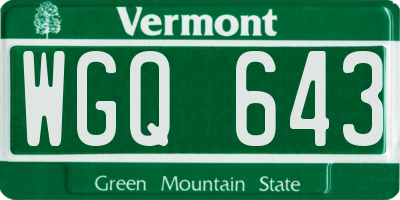 VT license plate WGQ643