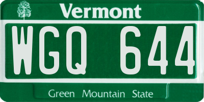 VT license plate WGQ644