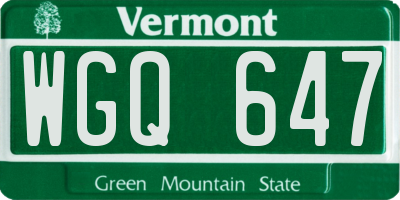 VT license plate WGQ647
