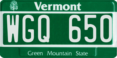 VT license plate WGQ650