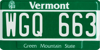 VT license plate WGQ663