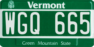 VT license plate WGQ665