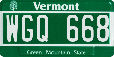 VT license plate WGQ668