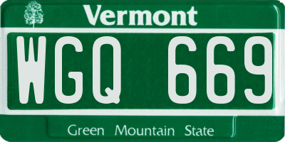 VT license plate WGQ669