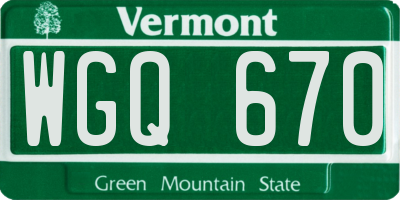 VT license plate WGQ670