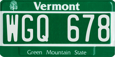 VT license plate WGQ678