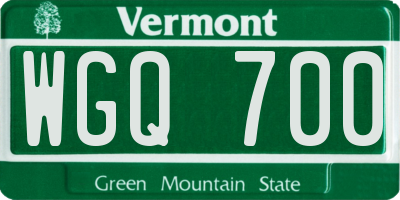 VT license plate WGQ700