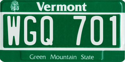 VT license plate WGQ701
