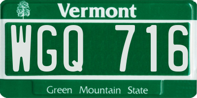 VT license plate WGQ716