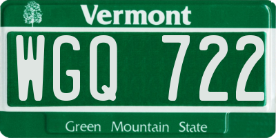 VT license plate WGQ722