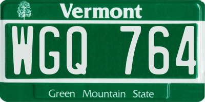 VT license plate WGQ764