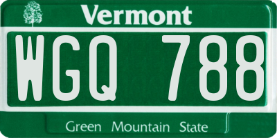 VT license plate WGQ788