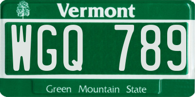 VT license plate WGQ789