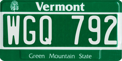 VT license plate WGQ792