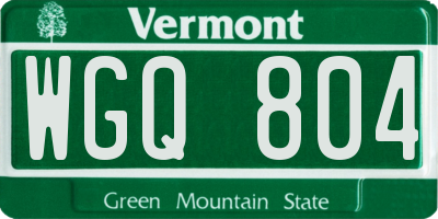 VT license plate WGQ804