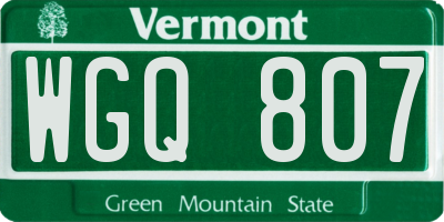 VT license plate WGQ807