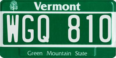 VT license plate WGQ810
