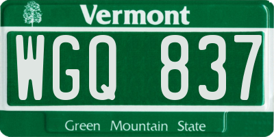 VT license plate WGQ837