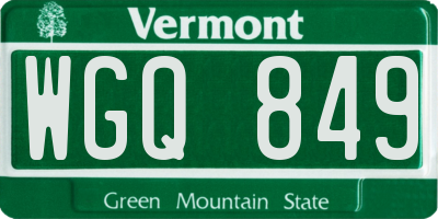 VT license plate WGQ849