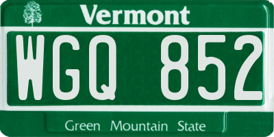 VT license plate WGQ852