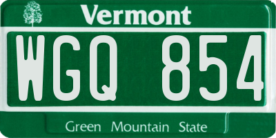 VT license plate WGQ854