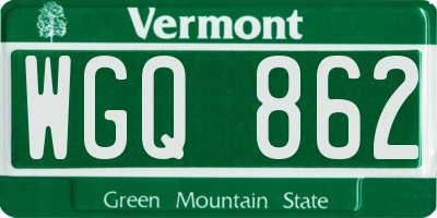 VT license plate WGQ862