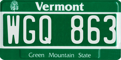 VT license plate WGQ863