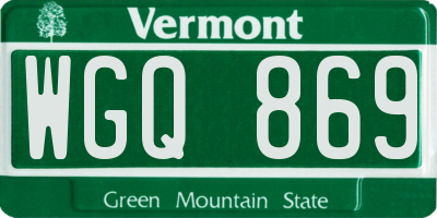 VT license plate WGQ869