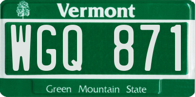 VT license plate WGQ871