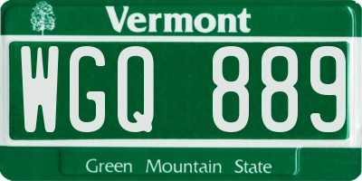 VT license plate WGQ889