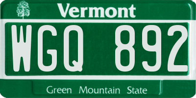 VT license plate WGQ892