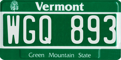 VT license plate WGQ893