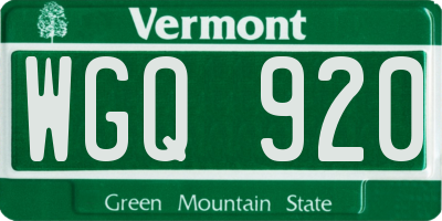 VT license plate WGQ920