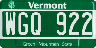 VT license plate WGQ922