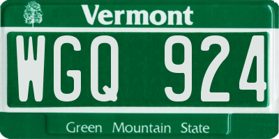 VT license plate WGQ924