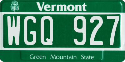 VT license plate WGQ927