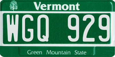 VT license plate WGQ929