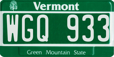 VT license plate WGQ933