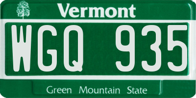VT license plate WGQ935