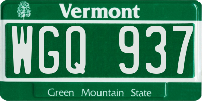 VT license plate WGQ937