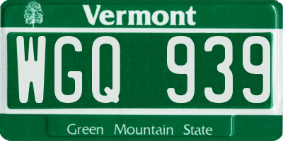 VT license plate WGQ939