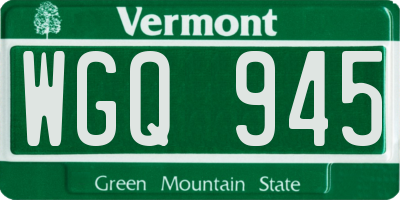 VT license plate WGQ945